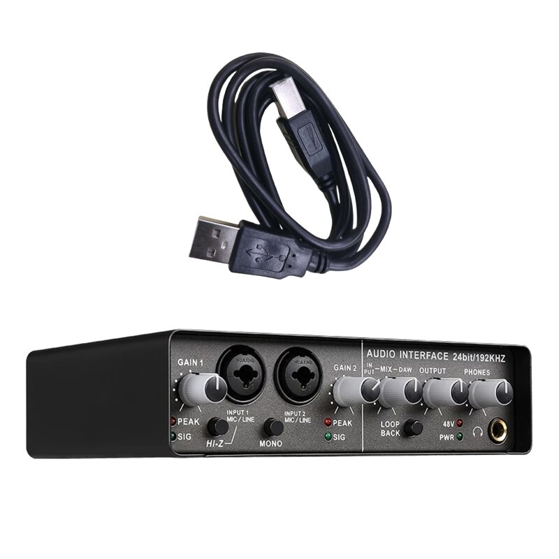 Scheda audio Stereo professionale porta usb 2.0 ad alta velocità scheda audio con telaio metallico a 24 Bit/192 KHz porta RCA ,TRS, porta usb 2.0