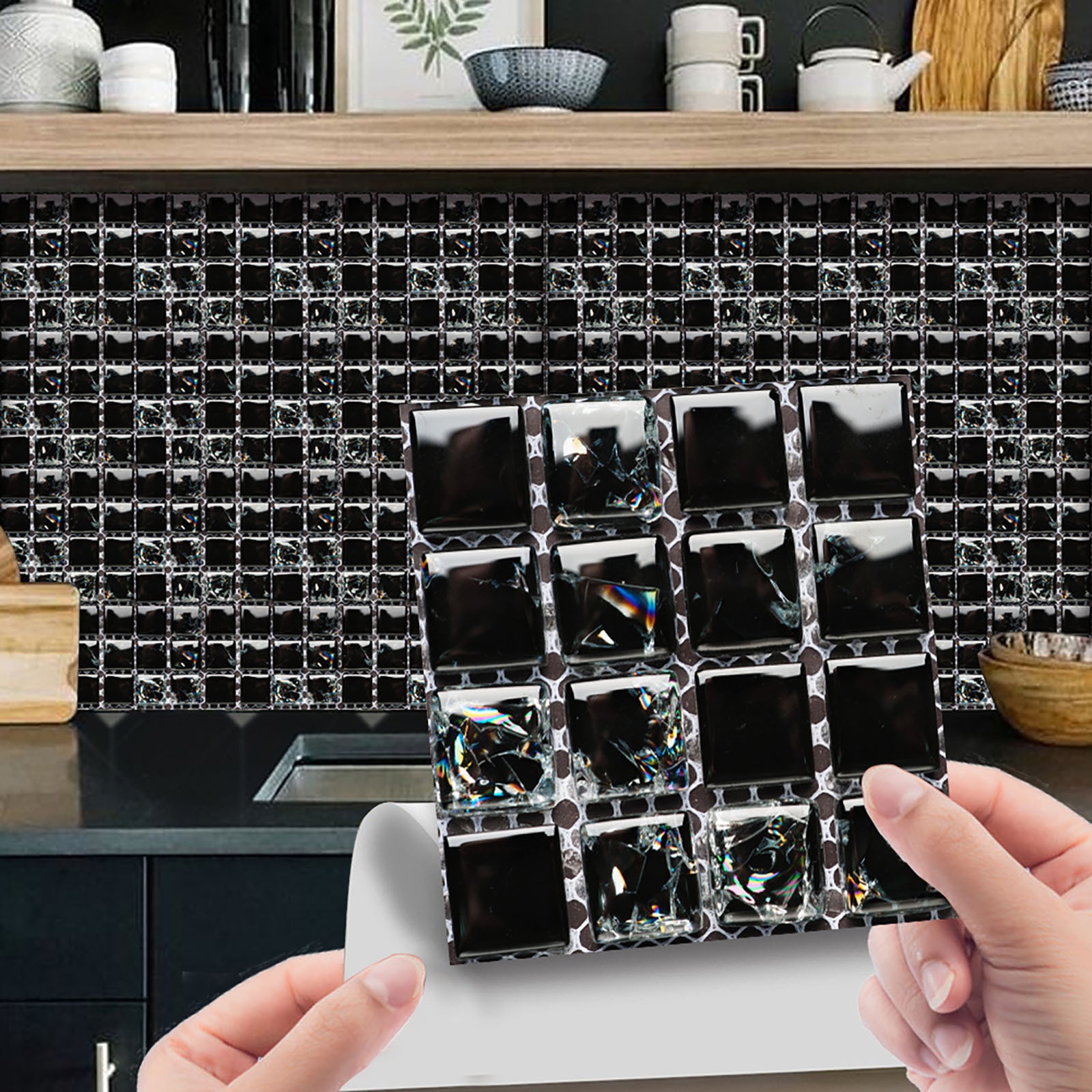 10Pc 3d Kristal Tegel Stickers Diy Waterdichte Zelfklevende Muurstickers Muurstickers Home Decor Woonkamer 3d art Keuken