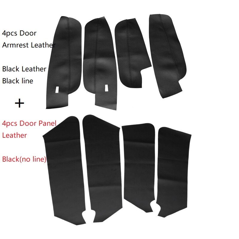 Panneau de poignée et accoudoir de porte | Pour l'intérieur de la voiture, couverture en cuir microfibre, garniture de remplacement pour VW Tiguan L 8 pièces: 8x Black-Black line