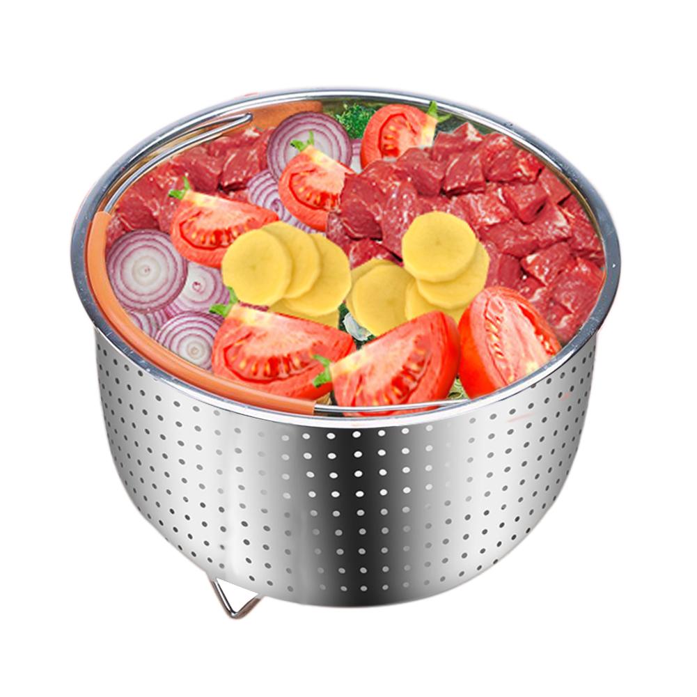304 Stainless Steel Rice Cooking Steam Basket Pressure Cooker Anti-scald Steamer Multi-Function Fruit Cleaning Basket