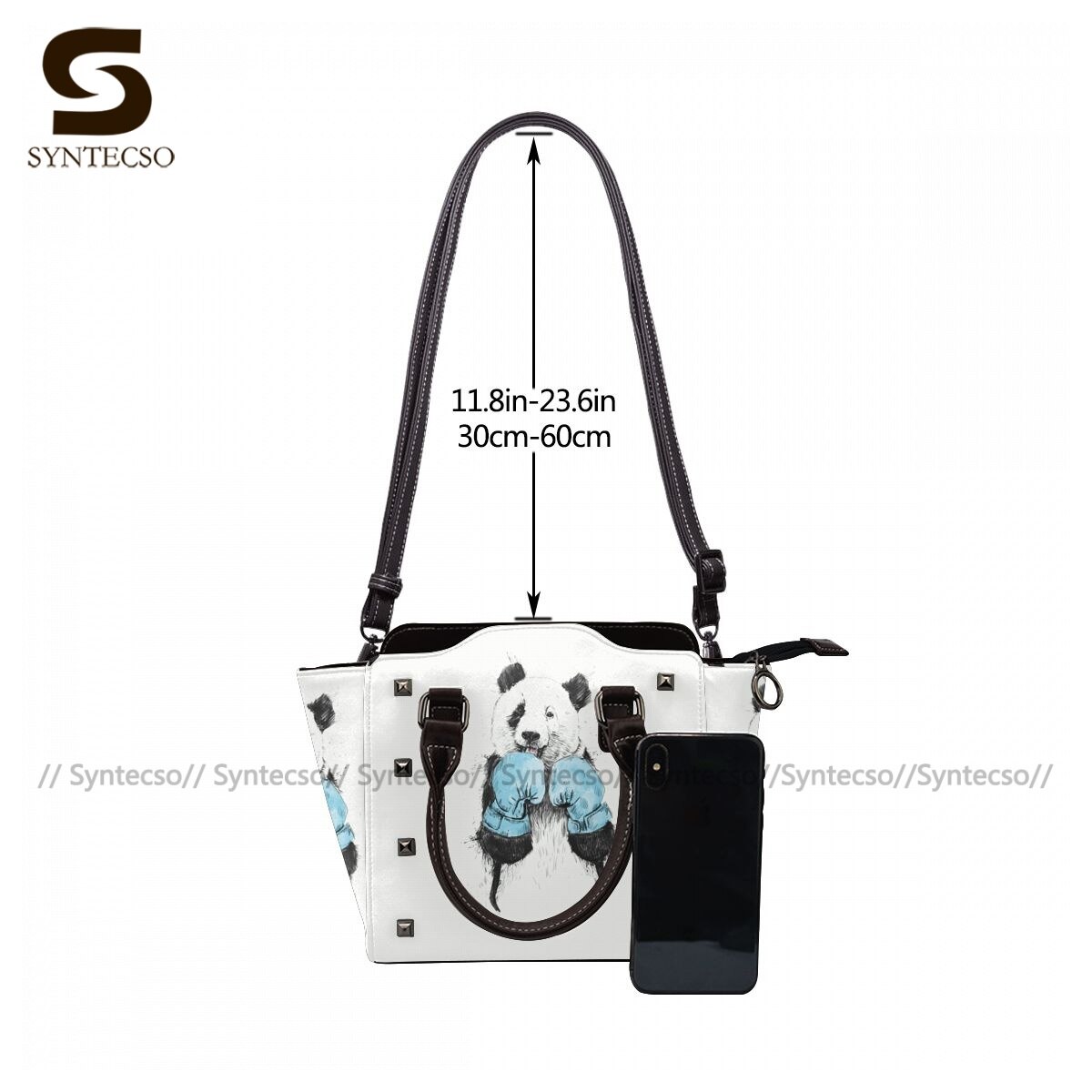 Panda-schultertasche, damenhandtasche, großpackung, retro-einkaufstasche aus leder
