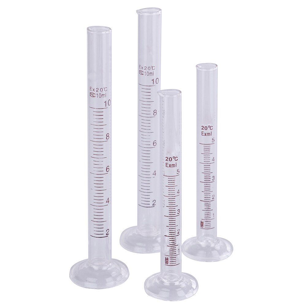 2Pcs 5Ml/10Ml Beroep Afgestudeerd Laboratorium Glazen Meten Cilinder Chemie Lab Uitloop Meet Chemie Measure Tool