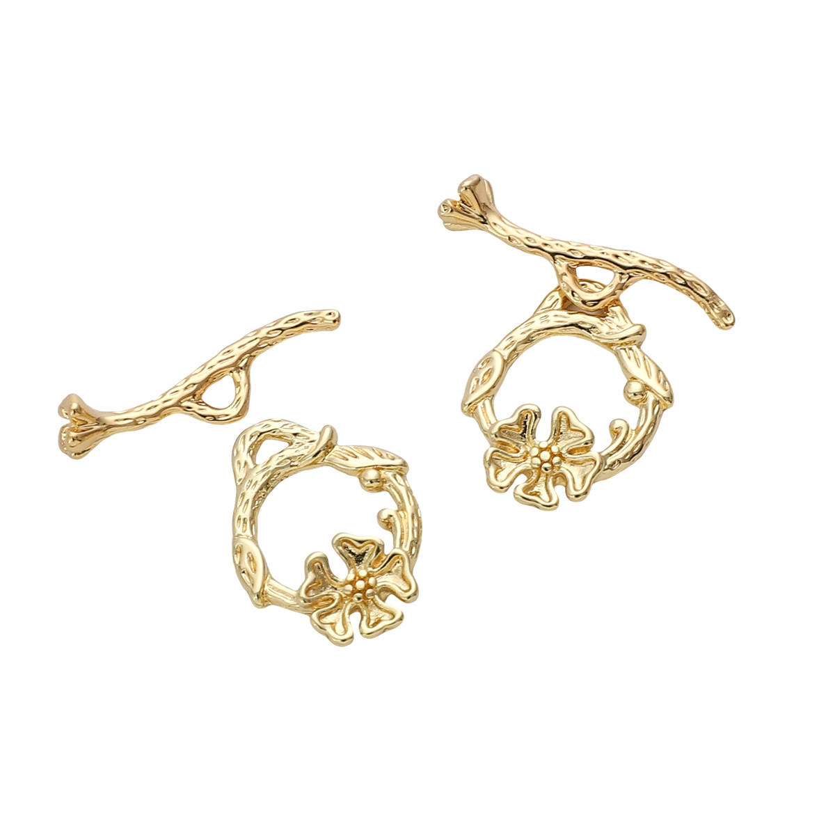1 set van 14k vergulde messing koperen metalen sluitingen voor het maken van zelfgemaakte armbanden en kettingen.: Groente