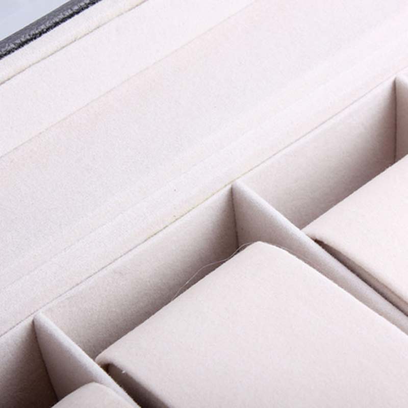 Caja de almacenamiento de cuero con 6 ranuras, organizador con ventana para relojes de pulsera LXH