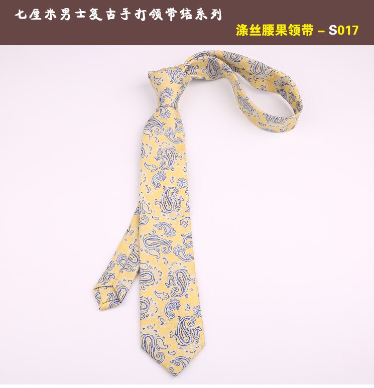 7cm cravates décontracté pour hommes Cravate maigre Polyester Vintage cajou fleur Cravate affaires chemise mince accessoires Cravate: 017