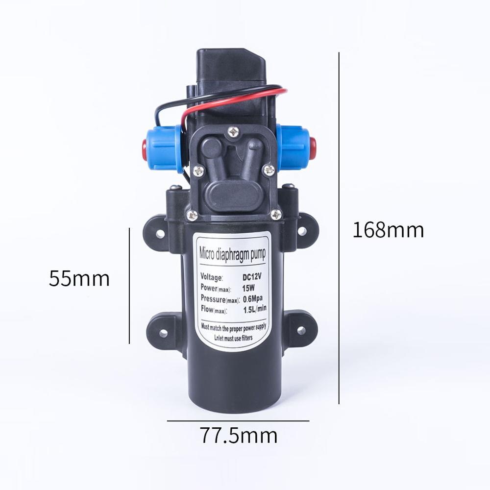 Mini DC 12V 15W 130PSI 5L / Min Water High Pressure Diaphragm Pump Self-Priming Pump Automatic Switch For Garden Wagon