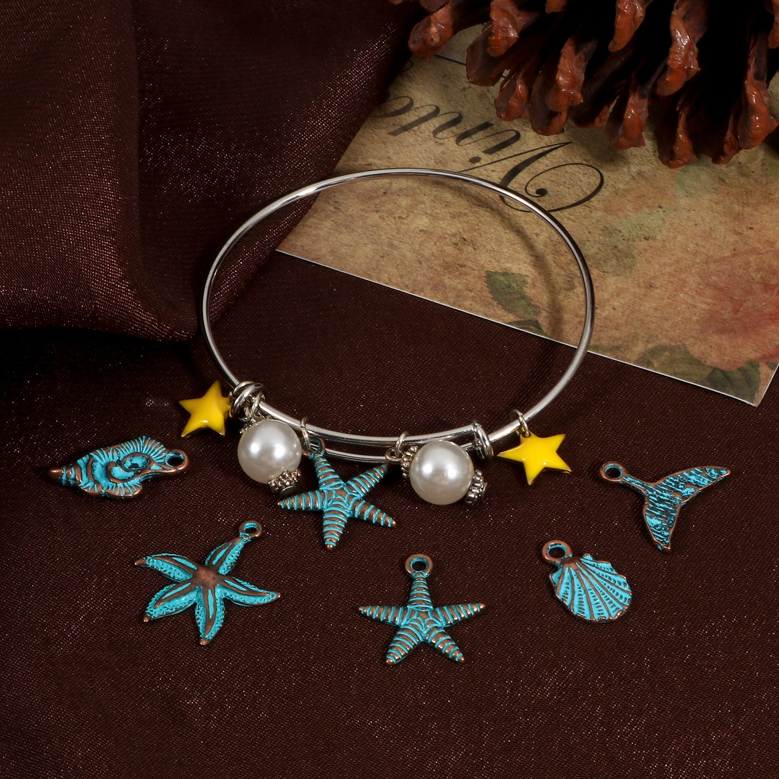 Dijes de Metal bohemios para hacer collares y pulseras, colgantes de caballito de mar de concha Multicolor, de joyería de , 10-20 piezas