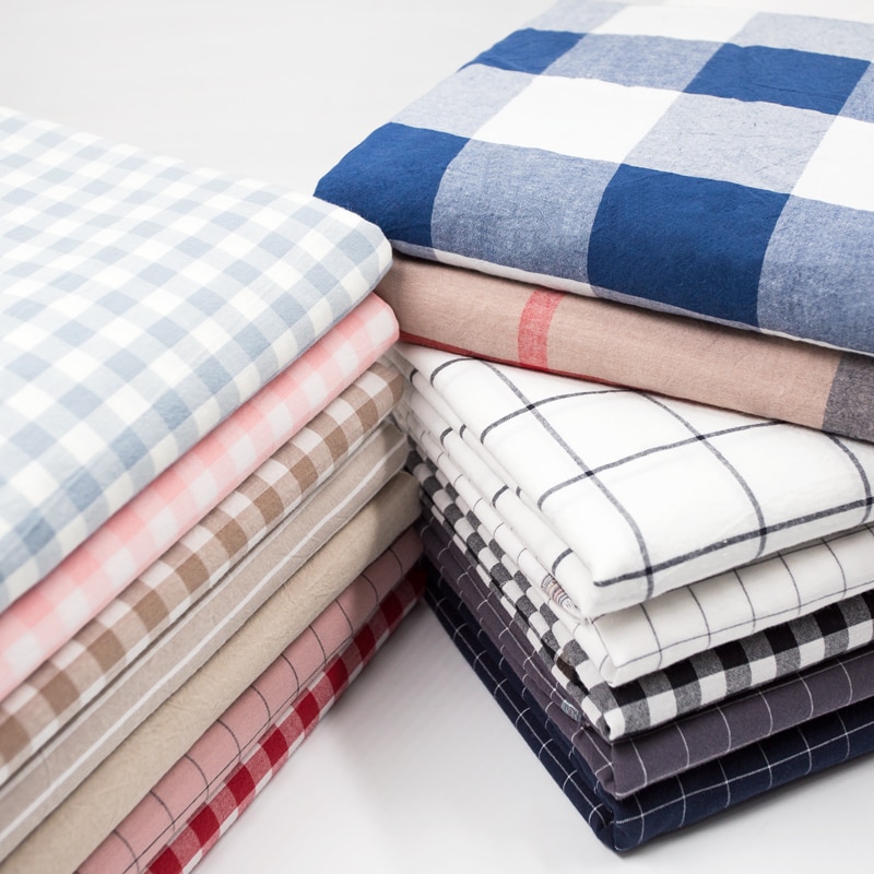 Waschen Reiner Baumwolle 100% Stoff für Bettwäsche Decke Abgedeckt Kleidung Shirt Netz gestreift Plaid Tuch Brokat NäHenne Diy 50x250cm