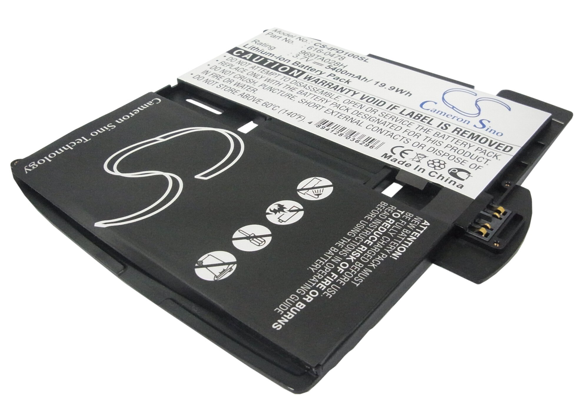 Cameron Sino 5400mAh Battery 616-0448, 616-0478, 969TA028H for Apple i-PAD 1st, A1219, A1315, A1337