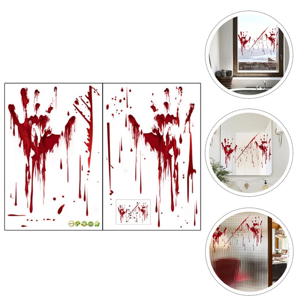 2 stk halloween wallstickers skræmmende klistermærke glaspasta dekor blodpalmepasta til hjemmebar: Default Title