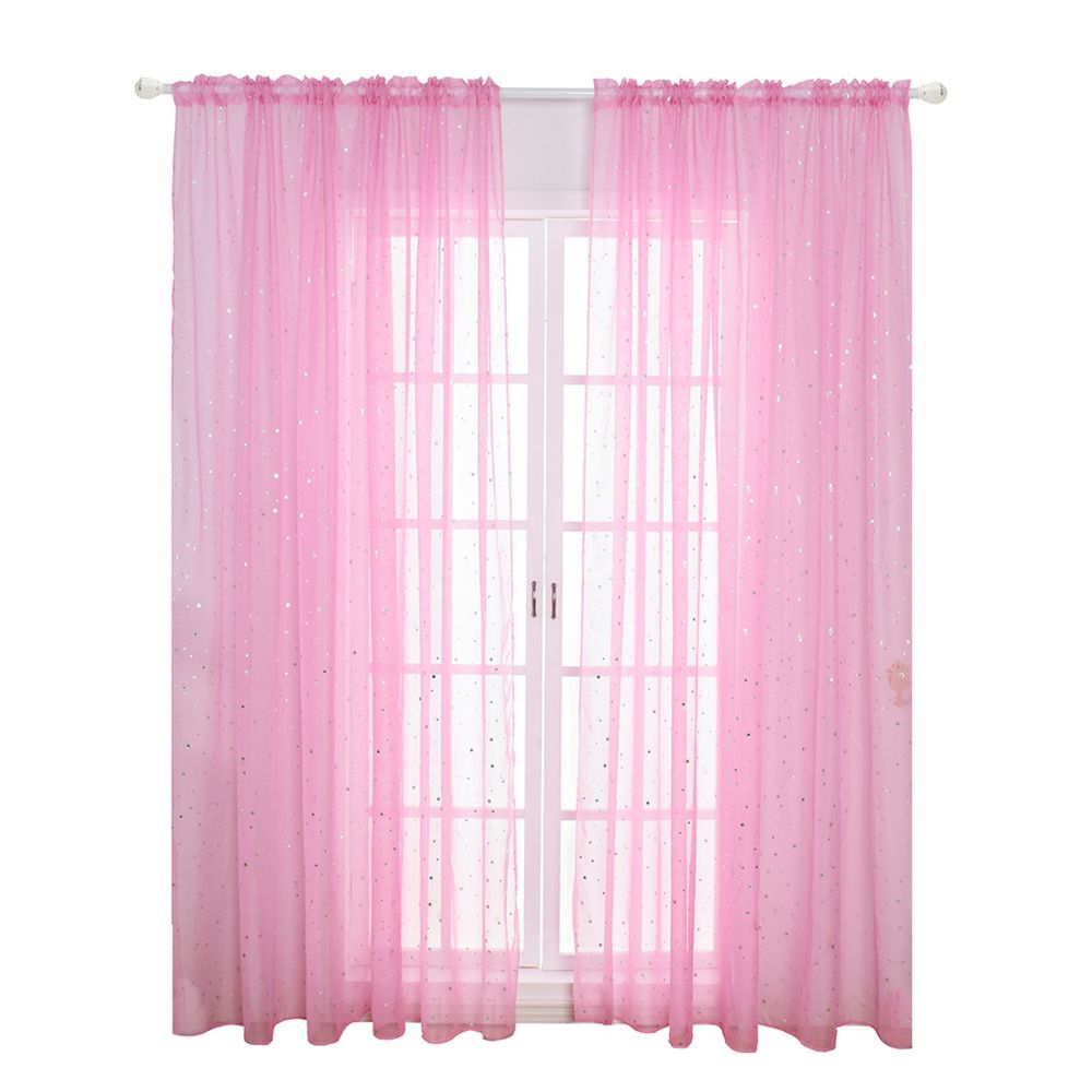 Bianco Lucido Nastro stella Tulle Tende per Il Salone Trasparente Tulle Tende Della Finestra Tende Blu stella s Tenda Pura: rosa