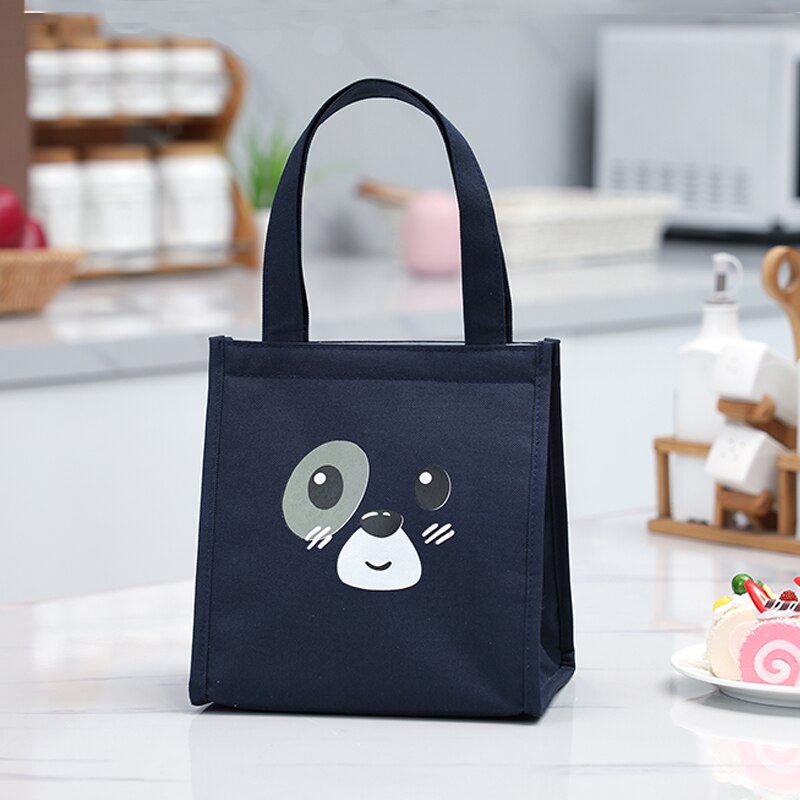 Brivilas cute ping lunch bag cartoon animal velcro cooler bags portable waterproof picnic food thermal box funny kids: black