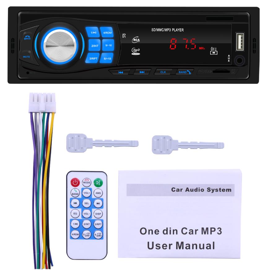 Bluetooth autoradio fm rádio do carro in-dash 1 din entrada aux receptor estéreo tf usb controle remoto 12v carro mp3 player multimídia