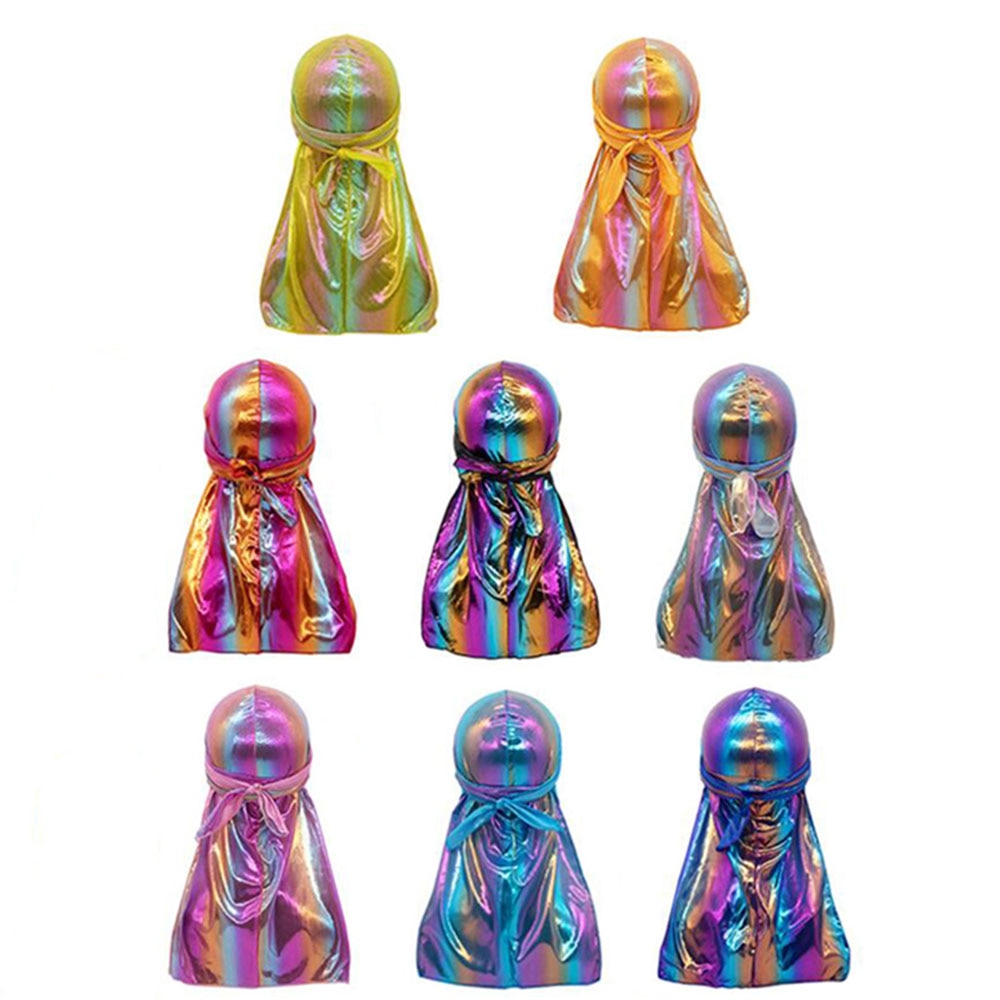 Men Sparkly Silky Durag Colorful Wide Doo Rag Comfortable nightcap