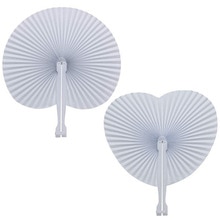2pcs Fan White Paper Deco Decoration Wedding Party for The Guests Anniversary Wedding DIY Party (Heart) Folded Fan