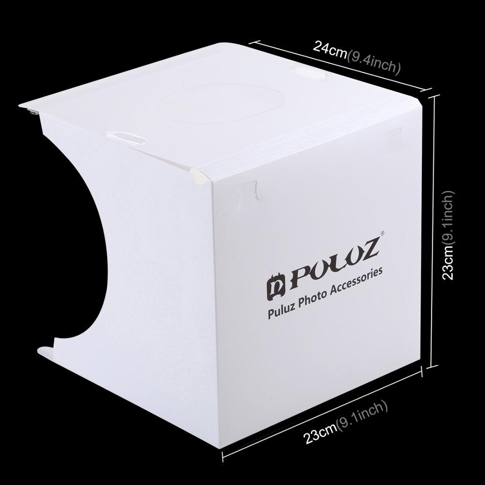 Puluz 20Cm Mini Foto Led Licht Studio Box Foto Tent Wit Licht Studio Schieten Lightbox 6 Kleur Achtergronden Foto tent Box Kits