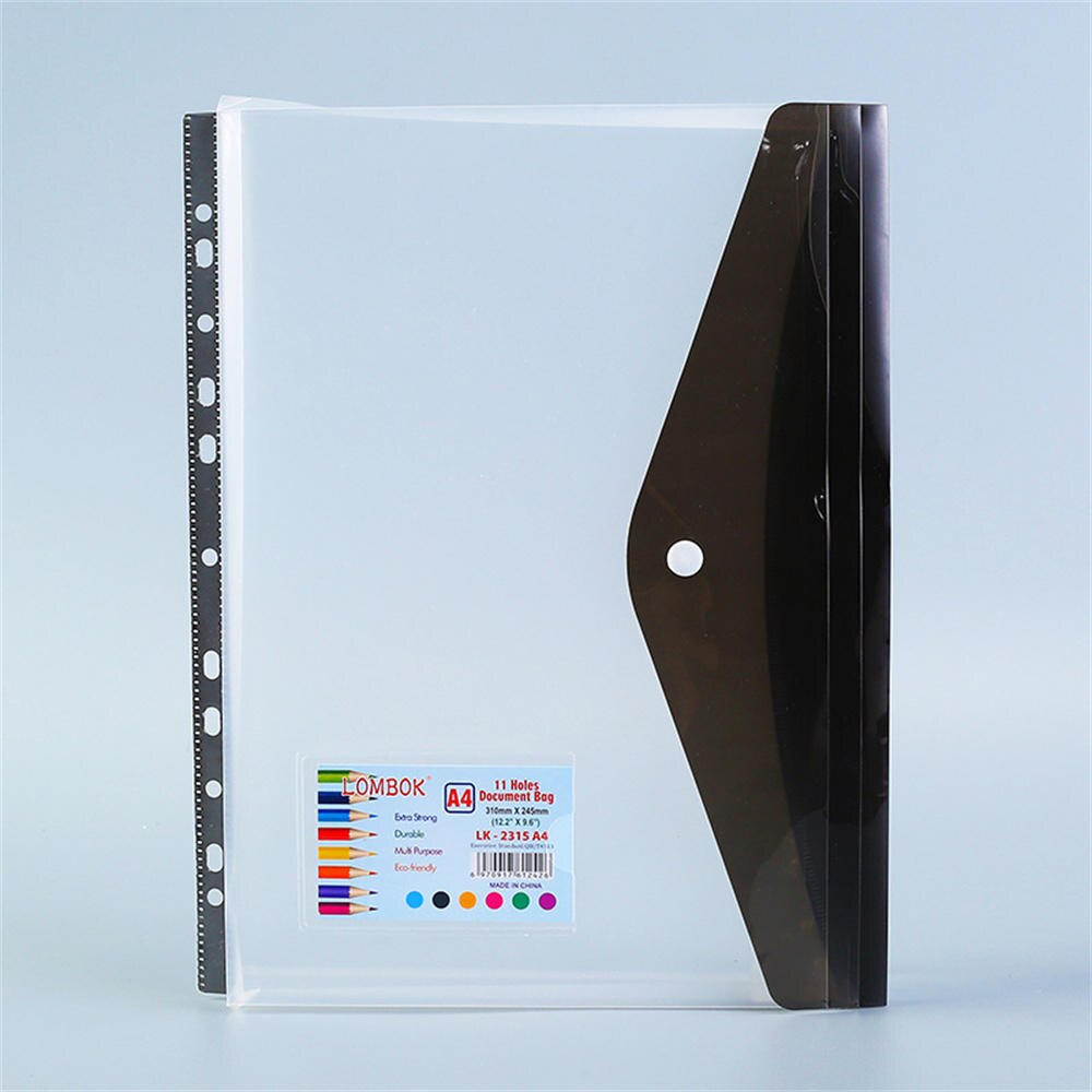 1pcs Plastic Envelopes Premium Clear Document Folders Transparent Project Envelope Folders With Snap Button Closure: A