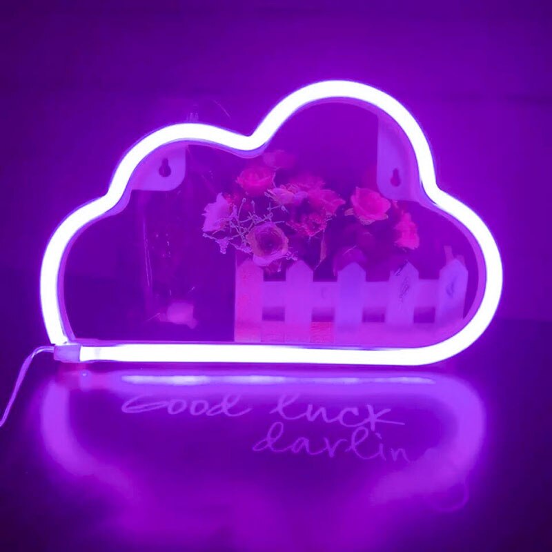 Panneau lumineux Led en forme de cygne, néon, nuage, luminaire décoratif mural suspendu, luminaire décoratif d&#39;intérieur: cloud B purple