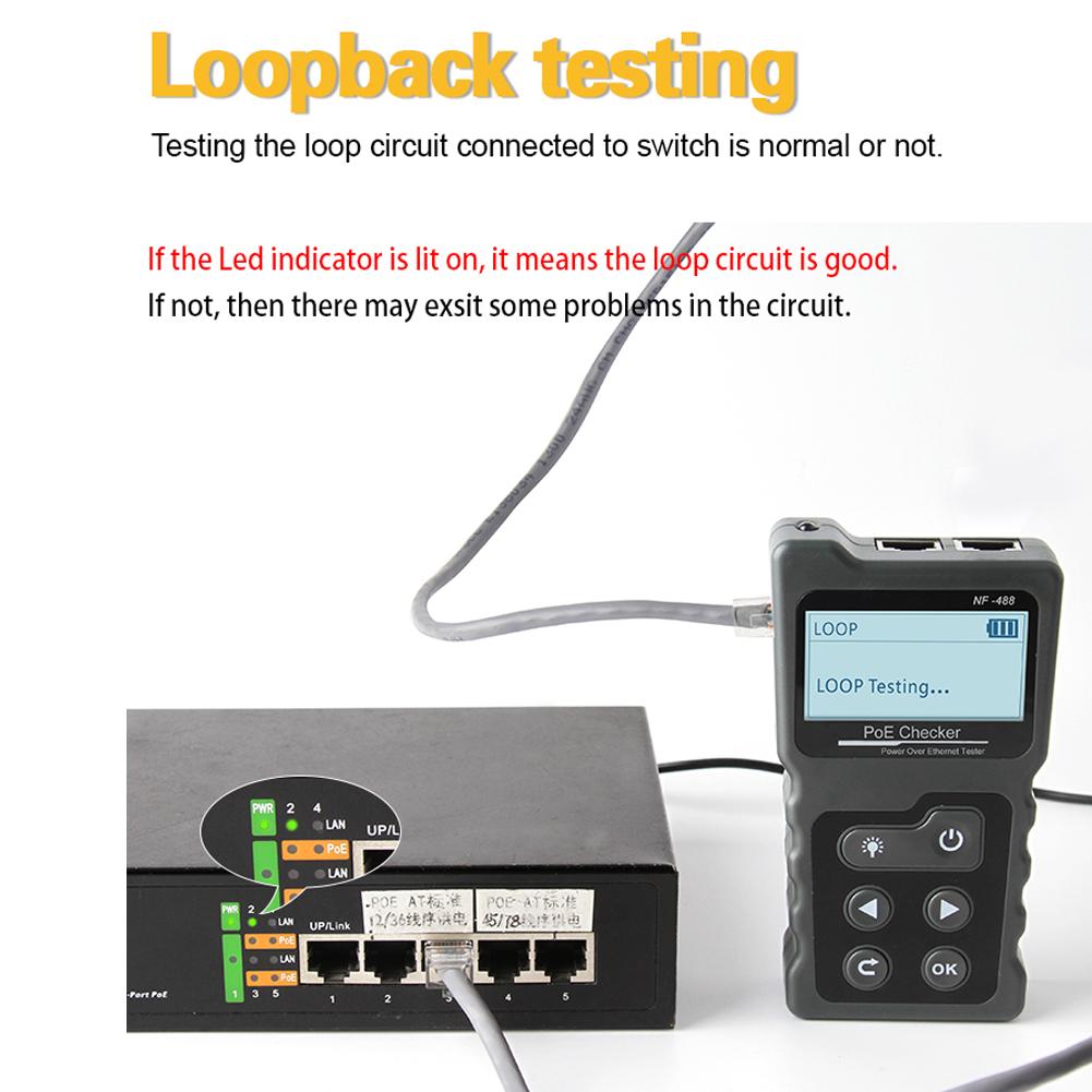 NF-488 Digital Ethernet CAT5 CAT6 LAN Network Cable PoE Switch Tester Detector