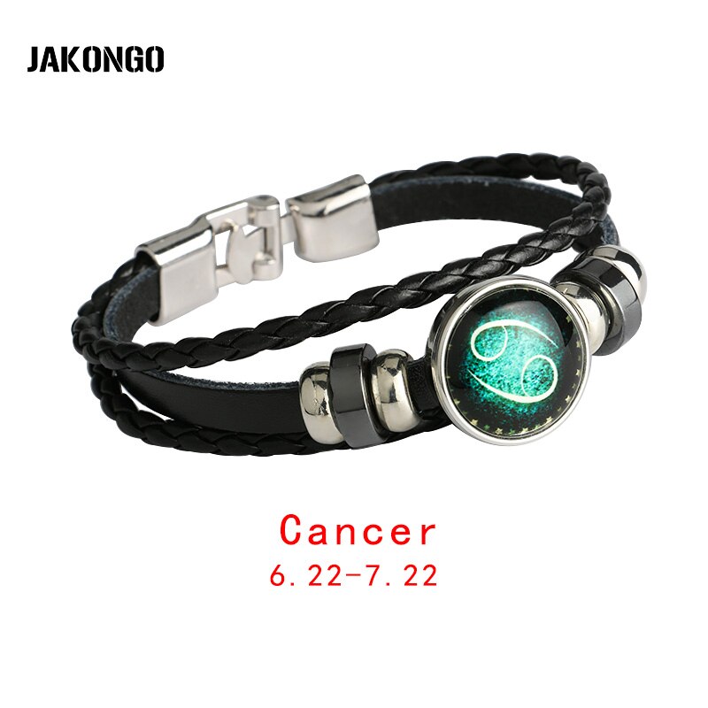 Maagd/boogschutter/waterman/schorpioen/weegschaal/steenbok 12 sterrenbeeld armband heren dames gevlochten leren armbanden & bangles: Kanker