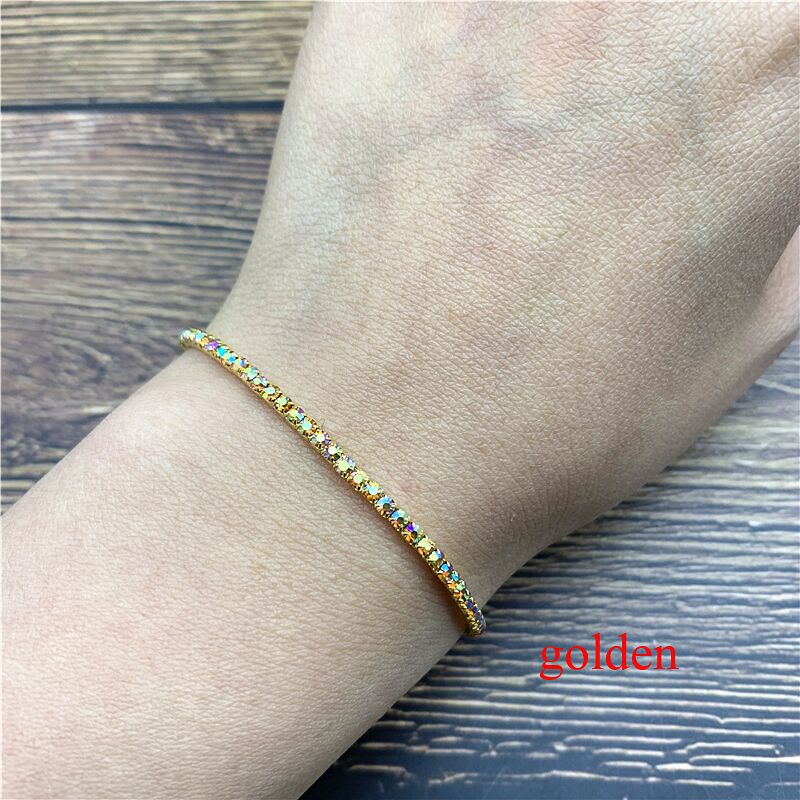 1 Pcs Rhinestone Bracelets Dainty Stacked Bracelets Elastic Bracelets for Women Bracelets: Golden