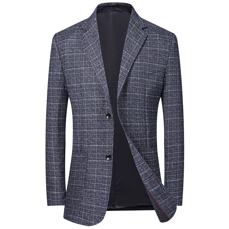 Bolubao herr kavaj märke brittisk stil bekväma tyger herr slim fit vild kostym bal galler kavaj hane: Blå rutnät / M