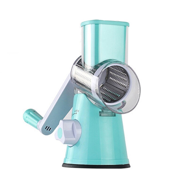 Multi-function Vegetable Shredder Hand-cranked Cheese Cutter Stainless Steel Drums Slicer Vegetable Cutter Chopper Grater Slicer: Blue