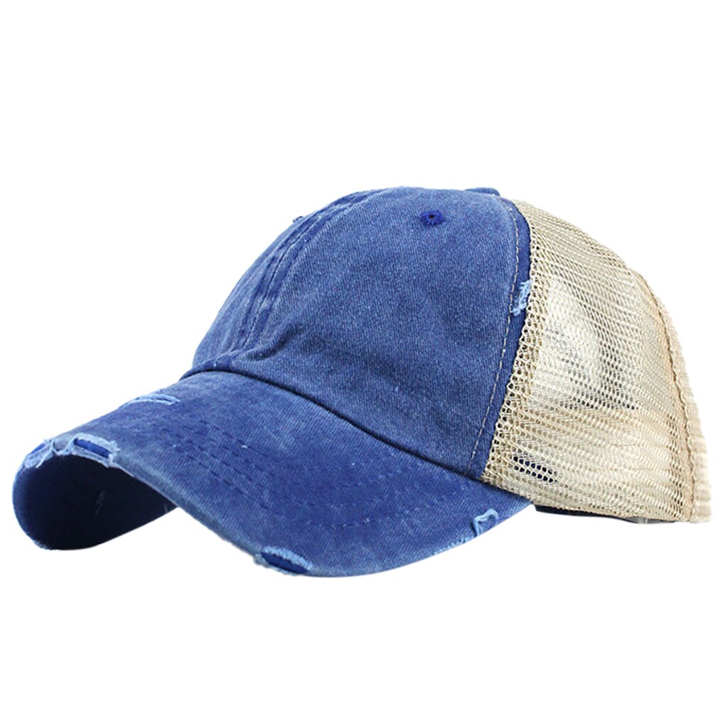 Coda di cavallo Disordinato Panini Camionista Pianura di moda Visiera del Berretto Da Baseball Del Cappello Unisex Cappello Outdoor Casual Estate Snapback Caps Бейсболка # YJ: Blue