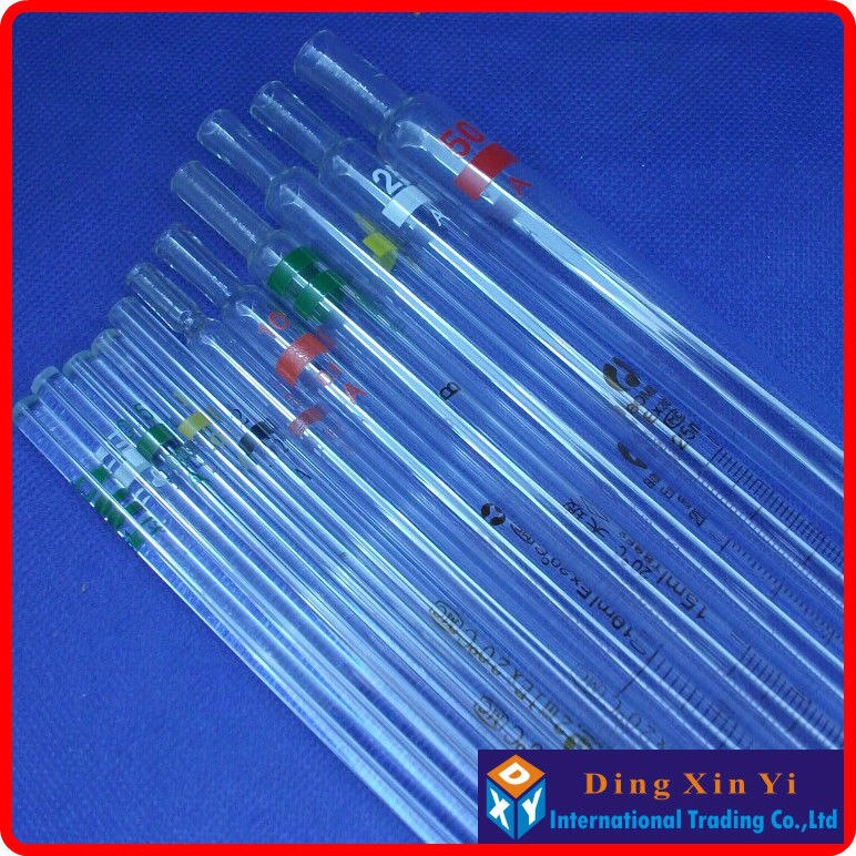(5 pieces/lot) 0.2ml Glass measuring Pipette with coding gand,glass burette,resolution 0.002ml,graduated pipette
