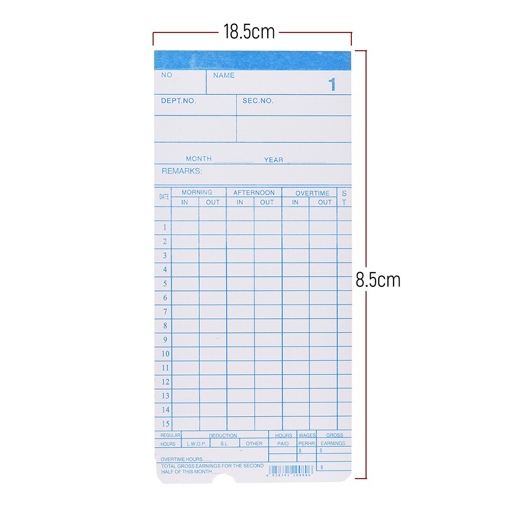 90 teile/paket Zeit Karten Timecards Monatliche 2-seitige 18*8,4 cm für Mitarbeiter Teilnahme Zeit Uhr Recorder