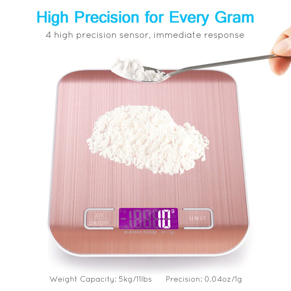 Electronic Kitchen Scales Digital Food Scale Stainless Steel Weighing Scale usb LCD High Precision Measuring Tools 10kg 5kg 0.1g