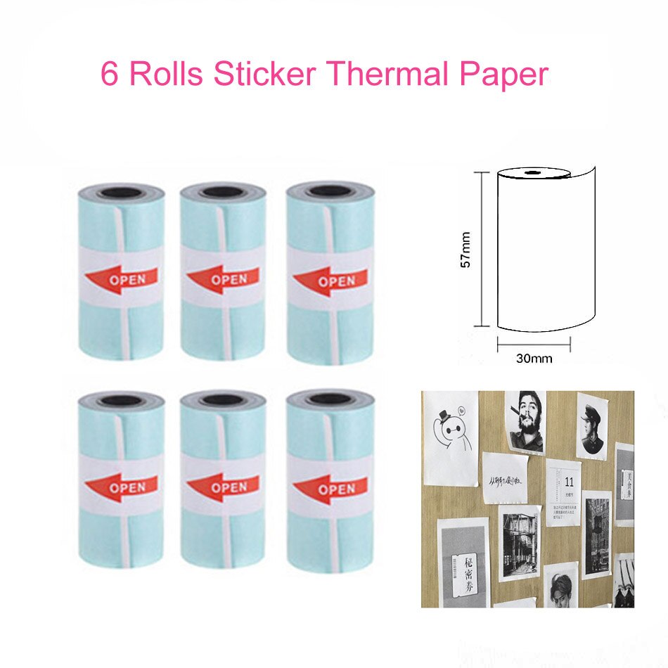 Peripage Mini Pocket Photo Printer Draagbare Mobiele Telefoon Foto Printer Voor Mobiele Telefoon Android Ios Windows: 6 Pcs White Sticker