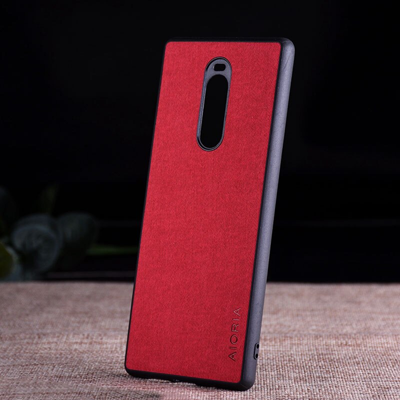 Pokrowiec na sony Xperia 1 coque luksusowa skóra tekstylna skóra miękka TPU twarde etui na telefon z poliwęglanu robić sony Xperia 1 etui funda capa: czerwony