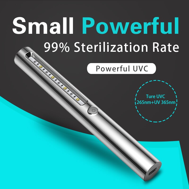 Uv -steriliseringslampa desinfektionspinne handhållen ultraviolett stav bakteriedödande ljus bärbar uv -ljus usb laddningsbar för hemmet
