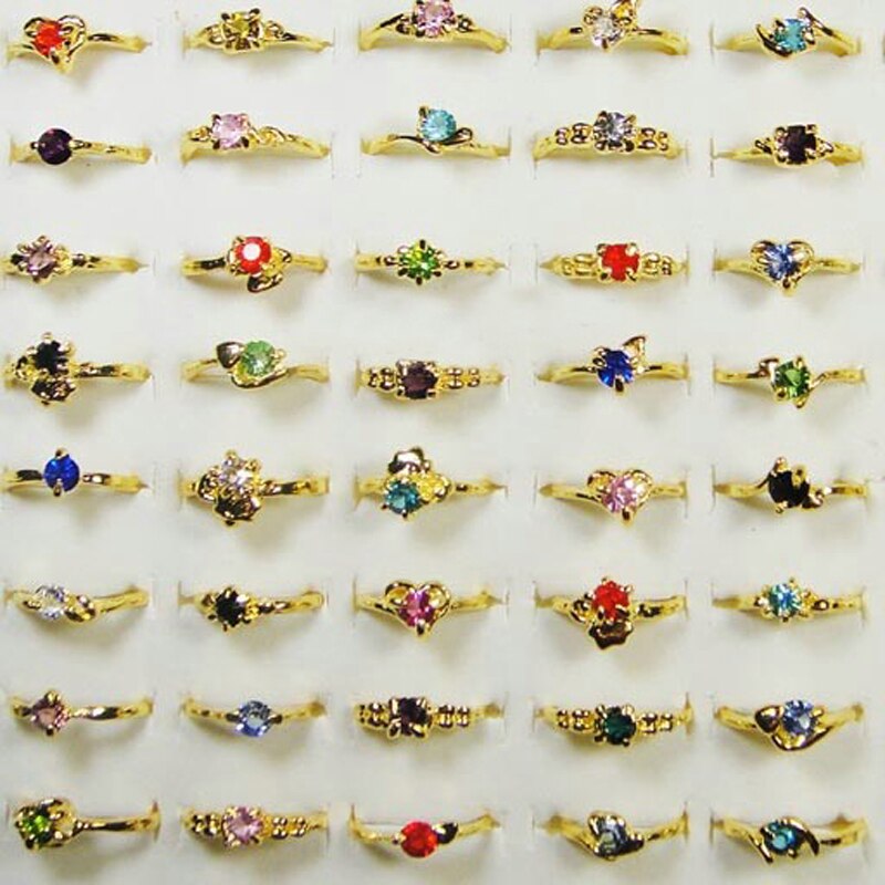 50 stk klassiske rhinestone guldringe til kvinder og piger hele smykker partier  lr119