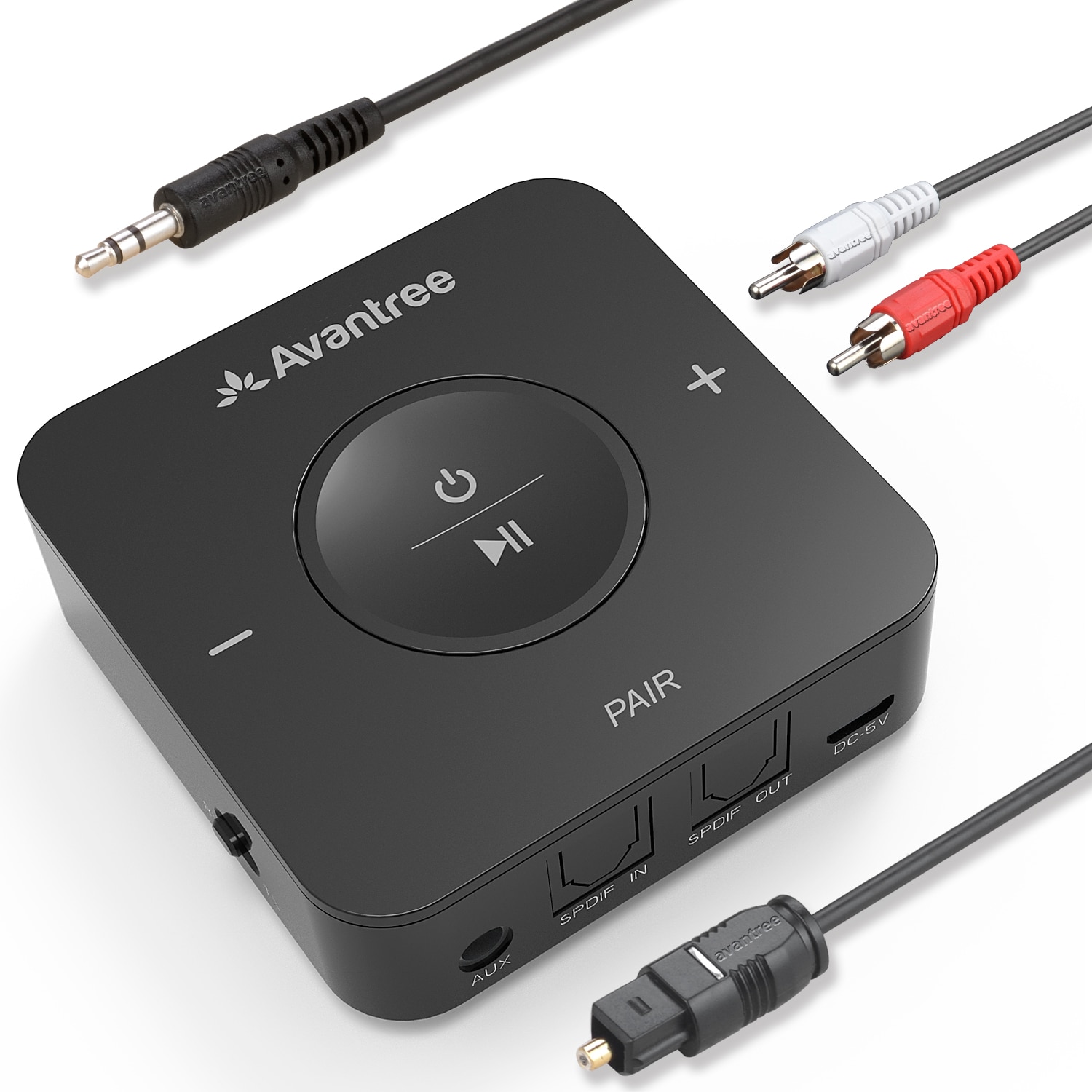 Avantree  tc417 bluetooth sändare mottagare för tv, optisk digital toslink, volymkontroll för 3.5mm aux, rca , 20h speltid