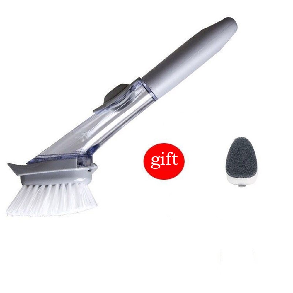 Dish-washing brush sponge long handle Automatically add detergent pot-washing brush multifunction degreasing kitchen accessories: 2