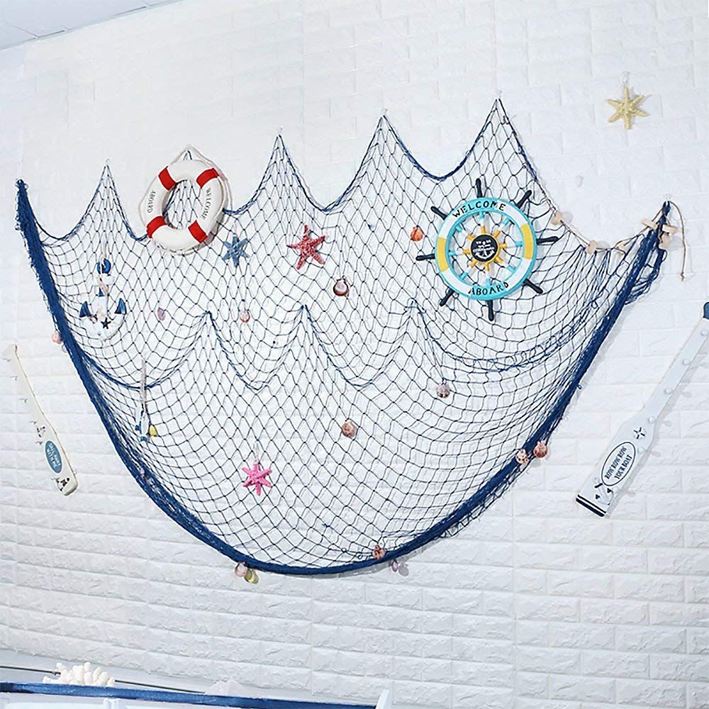 Mediterrane Visnet Nautische Home Decor Seashell Anker Decor Zee Decoratie Hand-Geweven Float Wanddecoratie Marine Stijl
