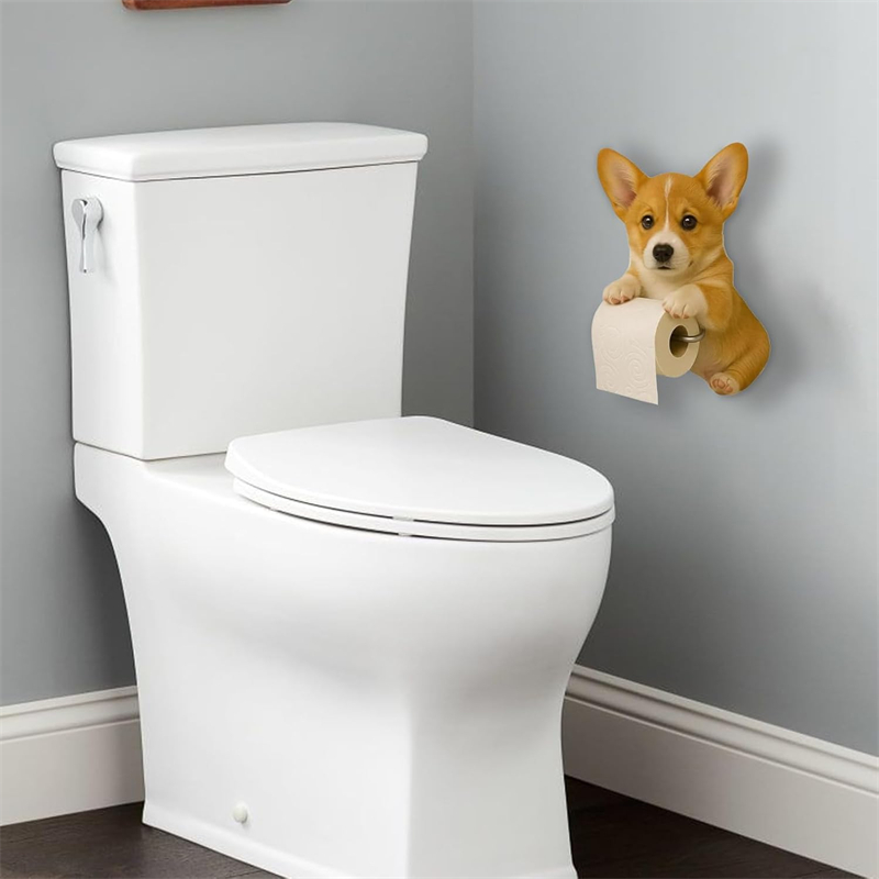 Soporte de papel higiénico para perro divertido, estatua de Animal de resina montada en la pared, organizador de rollos de pañuelos para el baño, decoración del hogar, 1 Uds.