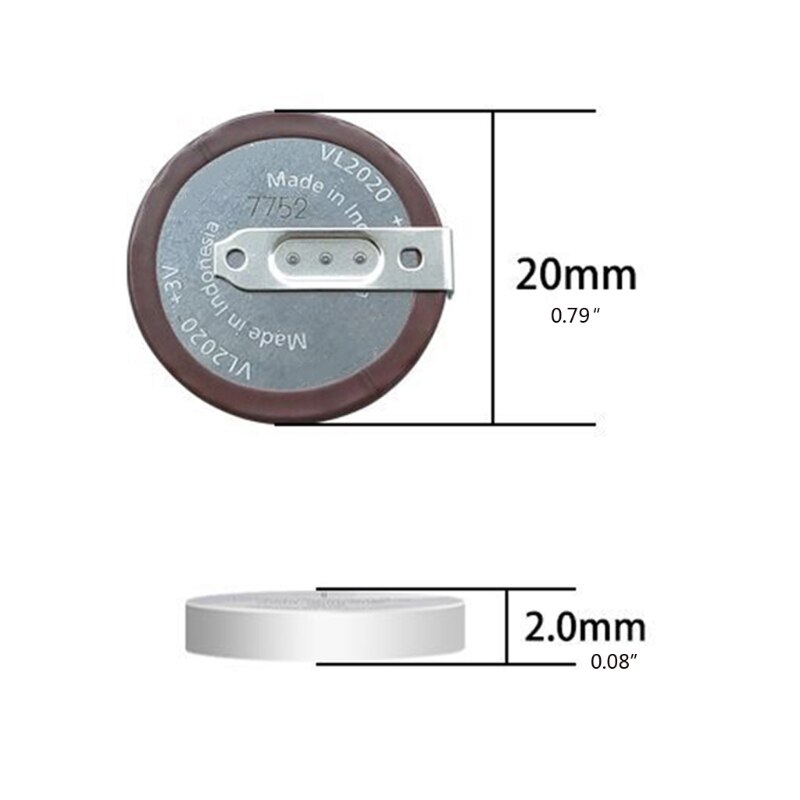Automotive Coin Battery 3V Car Key Cell Battery Replaceable Electronics Suitable for VL2020 - 180 Degree