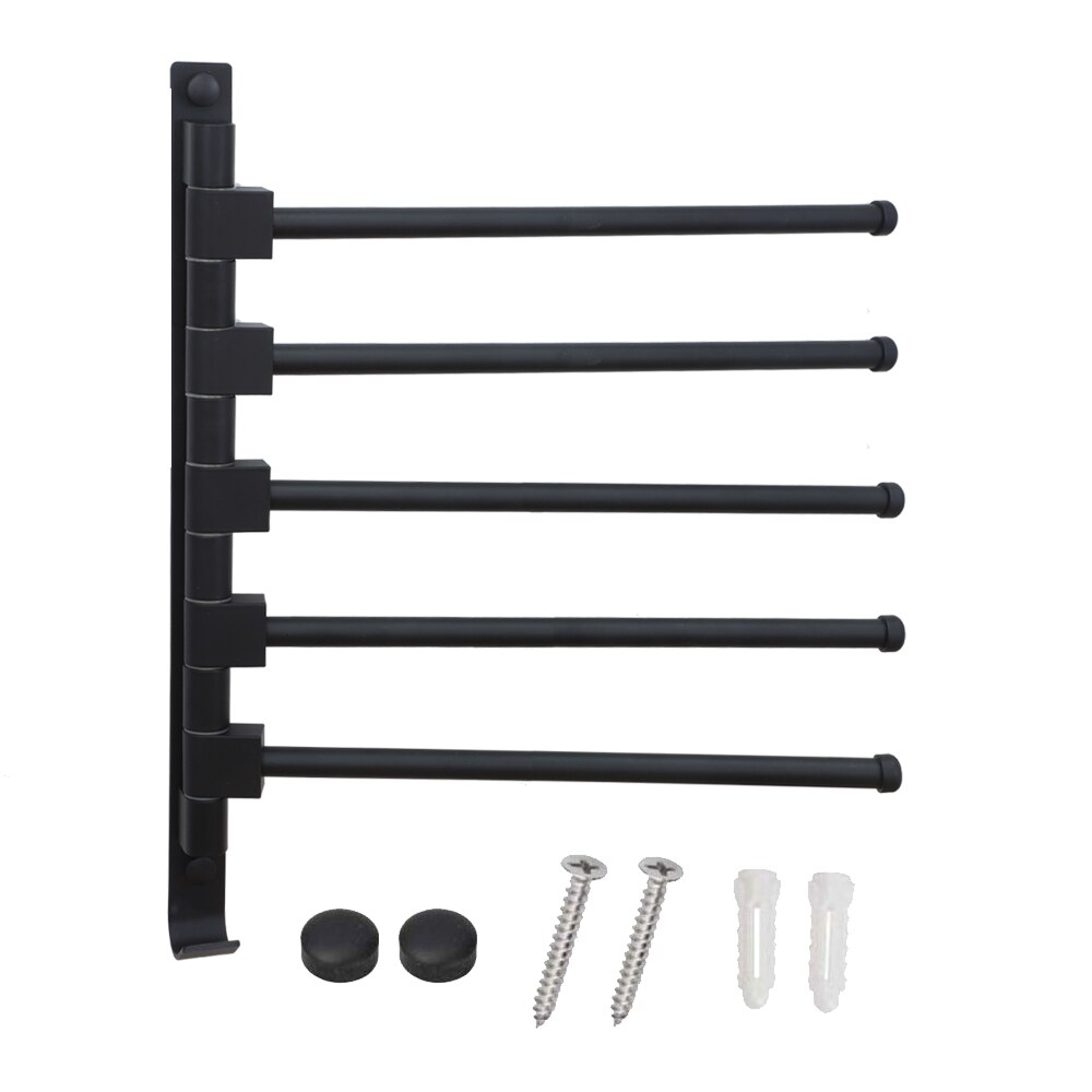 Toallero de baño con 3/barras 4/5 movibles, estante moderno Simple para accesorios de baño, color negro: B Five Towel Bar