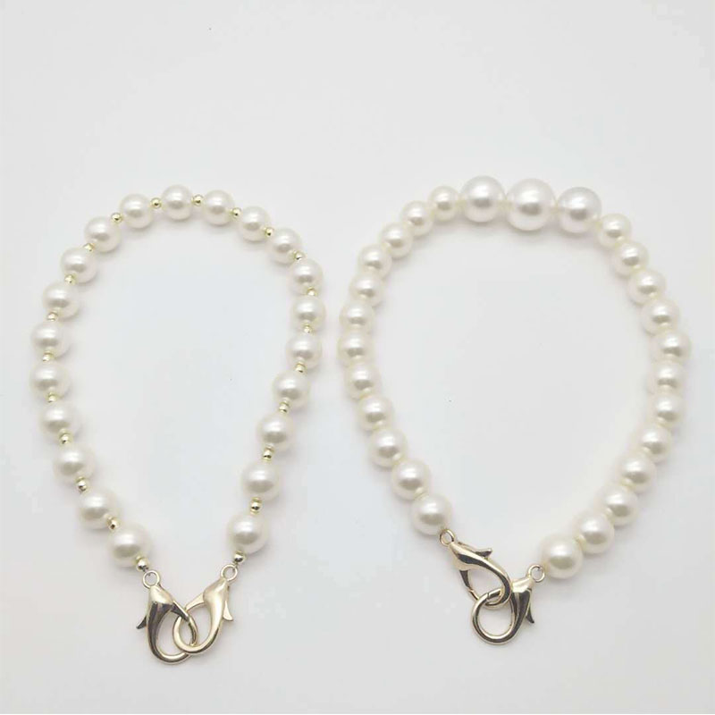 DIY Sweet Faux Pearl Beaded Handbag Strap Women Lady Purse Belts White Replacement Bag Handle Shoulder Bag Strap Bag Accessories