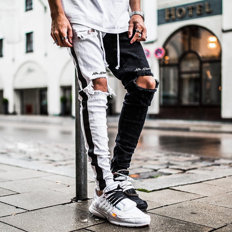 Maoxzon heren briefgat slim broek patchwork trend casual athleisure sportkleding jogger potloodbroek voor jeugdjongens
