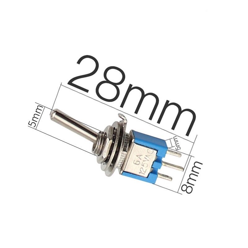 5PCS/10PCS mini toggle switch ON-ON 3-pin mini rocker switch SMTS-102 6A 125VAC blue