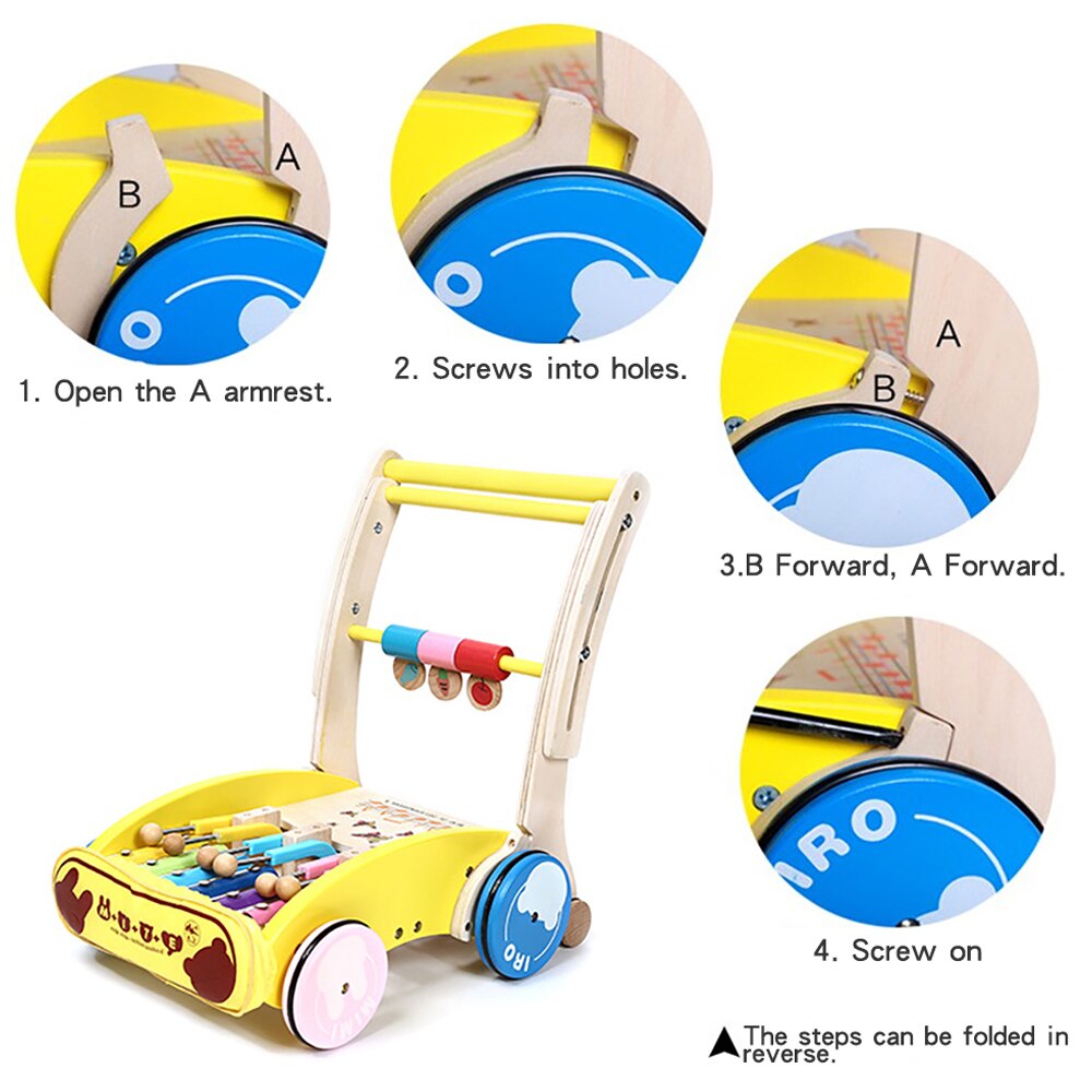 Baby Walker Folding Music Wheels Andador Walkers for kids Car Toddler Walker for Kids Learning Walking Balance Assistant Walker