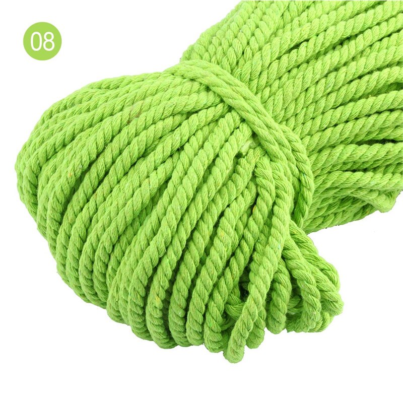 100% Katoen 3 Aandelen Twisted Katoenen Koorden 5Mm Diy Craft Decoratie Touw Katoenen Koord Voor Tas Trekkoord Riem 15 kleuren: color 08