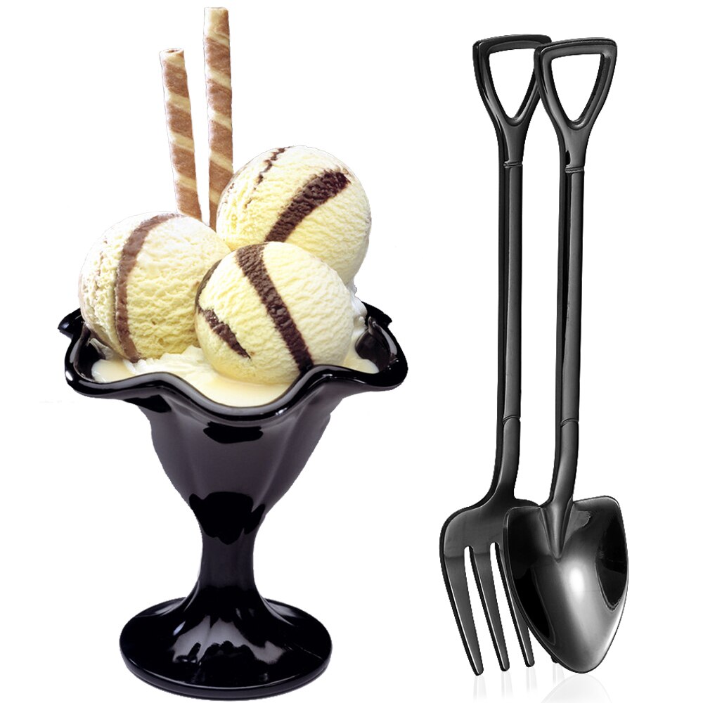Shovel Shape Spoon Fork Long Handle Multi-color Soup Coffee Ice Cream Tea Spoon Stainless Steel 12.2*2.2cm For Home Kitchen Kids