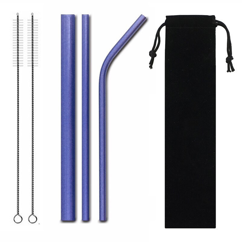 Paille métallique réutilisable colorée de , en acier inoxydable 304 avec brosse de nettoyage pour tasses 20/30oz,