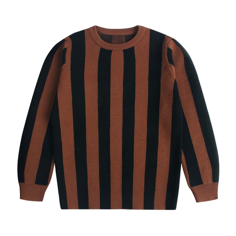 Kids Sweaters Children Striped Knitted Pullover Tops Girls Long Jumper Dress Boy Winter Sweaters Teenagers Knitwear: sweater tops / 110cm (4-5Y)