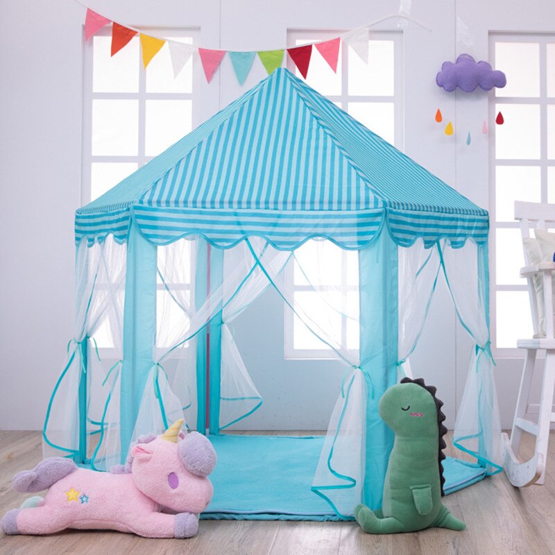 Tenda del bambino Pricess Castle Pieghevole Tende Casetta Al di Fuori Dei Bambini di Gioco Giocattolo Coperta All'aperto Portatile Gioco di Casa Tenda: Blue